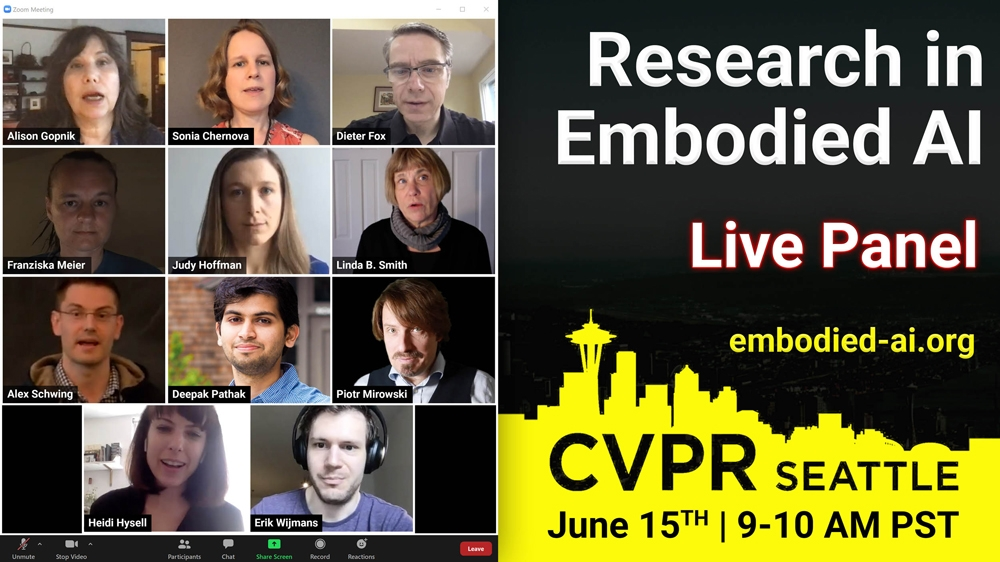Research in Embodied AI live panel at CVPR, with Heidi Hysell among the participants